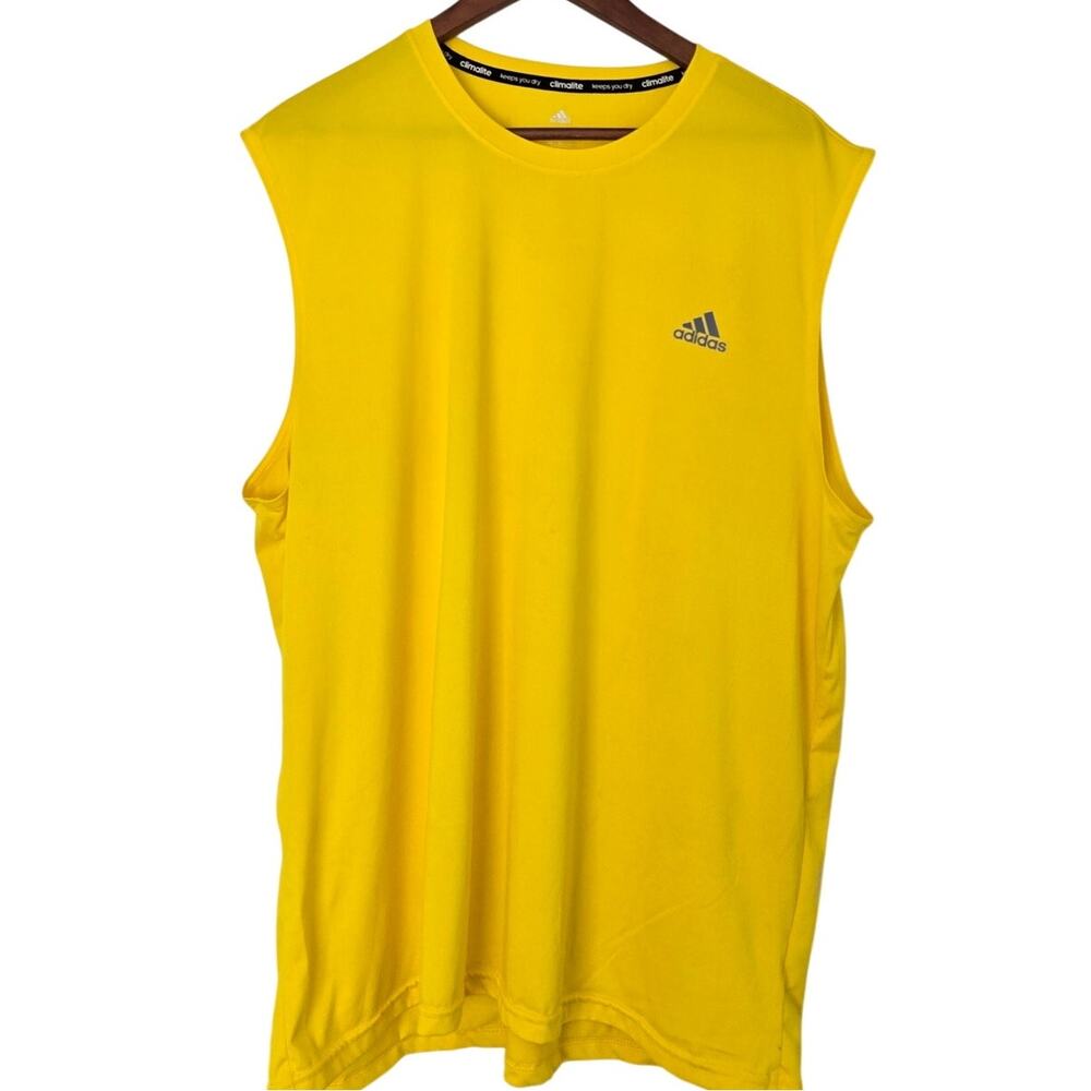 Vintage Y2K Adidas Climalite Bright Yellow Sleeveless Performance Crew Size 2XL